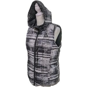 Gerry Packable Reversible Down Vest Women Small Hooded Puffer Black White Travel